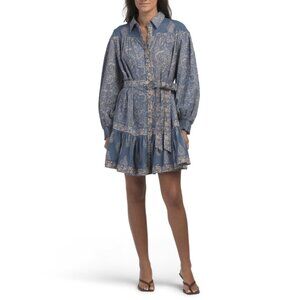 MISS JUNE Blue Floral Paisley Print Mini Dress